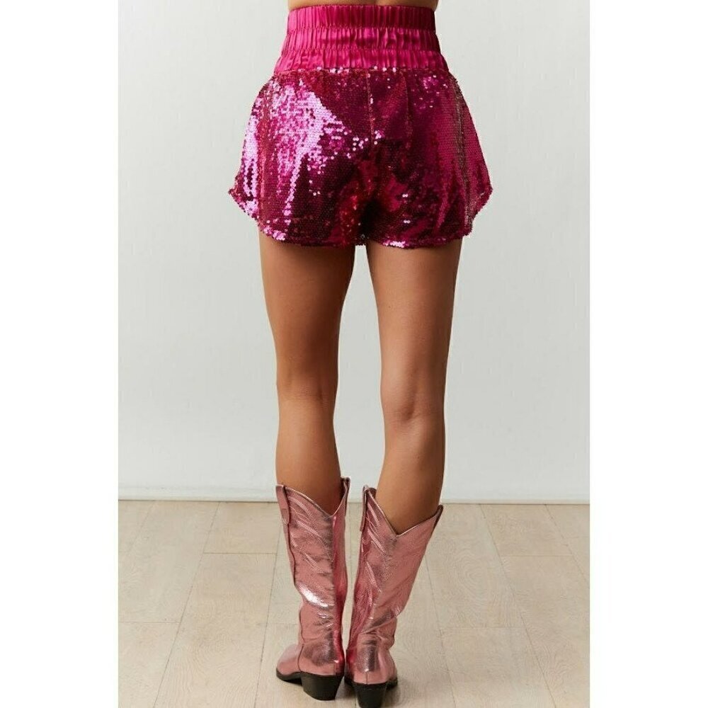 Hit The Lights Sequin Skort in Fuchsia - Picture 4 of 10